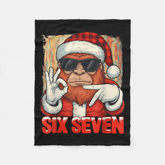 Six Seven 67 Meme Bigfoot Funny Chistmas Men Women Fleece Blanket (Front)