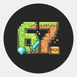 Six Seven 67 Meme Birthday Pixel Gamer Bday Party Classic Round Sticker