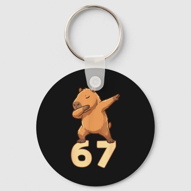 Six Seven 67 Meme Capybara Funny 67 Capybara For K Key Ring (Front)