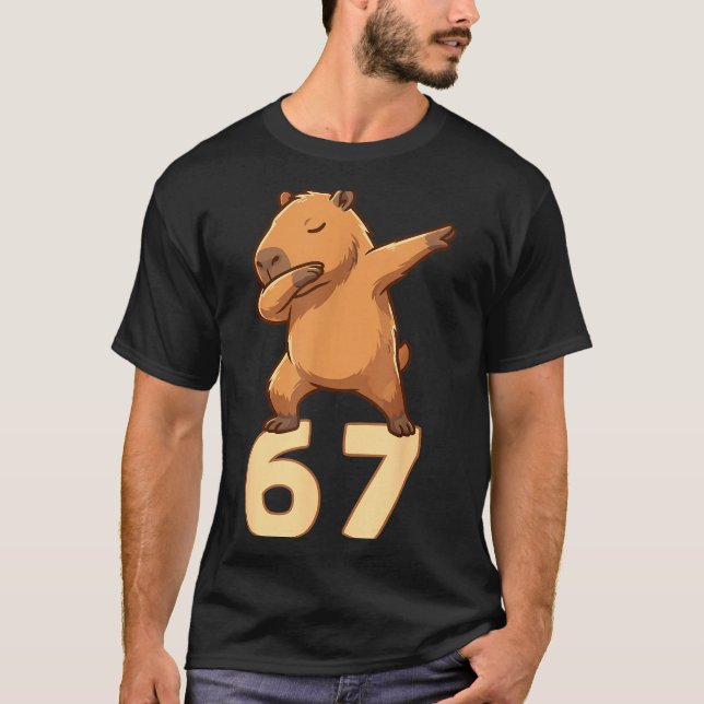 Six Seven 67 Meme Capybara Funny 67 Capybara For K T-Shirt (Front)