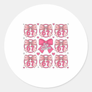 Six Seven 67 Meme Coquette Bow 6 7 Valentines Day Classic Round Sticker