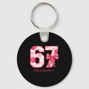 Six Seven 67 Meme Coquette Girl Bow Funny Gen Alph Key Ring