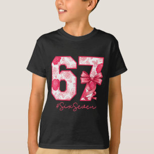 Six Seven 67 Meme Coquette Girl Bow Funny Gen Alph T-Shirt