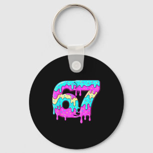 Six Seven 67 Meme Drippy Number 67 Ice Cream  Key Ring