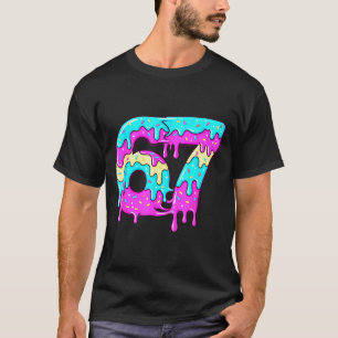Six Seven 67 Meme Drippy Number 67 Ice Cream  T-Shirt