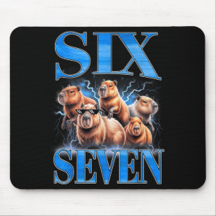 Six Seven 67 Meme Funny Capybara Bootleg Graphic  Mouse Mat