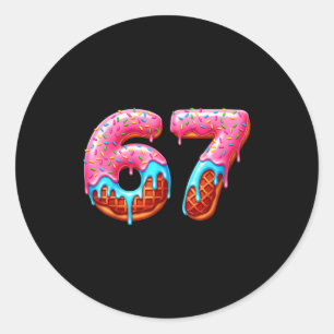 Six Seven 67 Meme Funny Donut Ice Cream Drip Numbe Classic Round Sticker