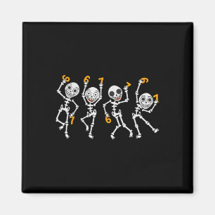 Six Seven 67 Meme Funny Halloween Dancing Skeleton Magnet
