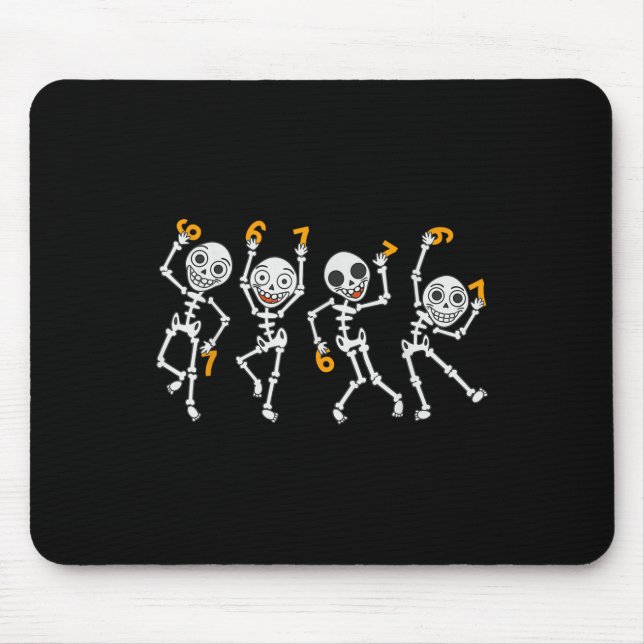 Six Seven 67 Meme Funny Halloween Dancing Skeleton Mouse Mat (Front)