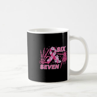 Six Seven 67 Meme Funny Skeleton Breast Cancer Awa Coffee Mug