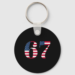 Six Seven 67 Meme Funny Us American Flag Halloween Key Ring