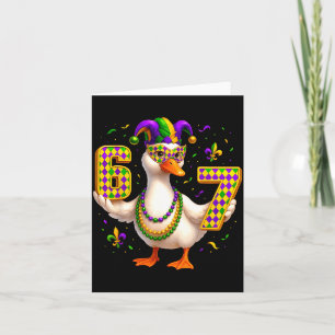 Six Seven 67 Meme Goose With Jester Hat &amp; Bead Card