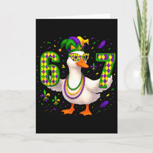 Six Seven 67 Meme Goose With Jester Hat & Bead Card