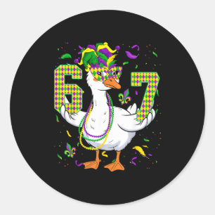 Six Seven 67 Meme Goose With Jester Hat &amp; Bead Classic Round Sticker
