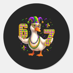 Six Seven 67 Meme Goose With Jester Hat &amp; Bead Classic Round Sticker