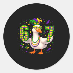 Six Seven 67 Meme Goose With Jester Hat &amp; Bead Classic Round Sticker