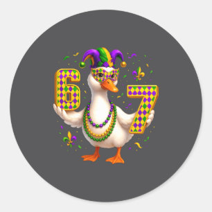 Six Seven 67 Meme Goose With Jester Hat &amp; Bead Classic Round Sticker
