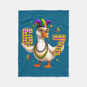 Six Seven 67 Meme Goose With Jester Hat &amp; Bead Fleece Blanket
