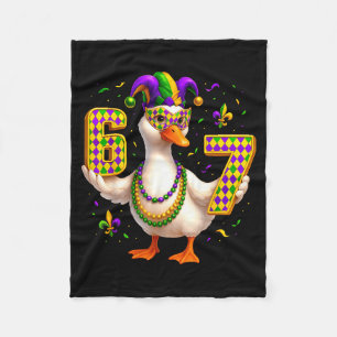 Six Seven 67 Meme Goose With Jester Hat &amp; Bead Fleece Blanket