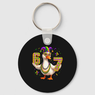 Six Seven 67 Meme Goose With Jester Hat & Bead Key Ring