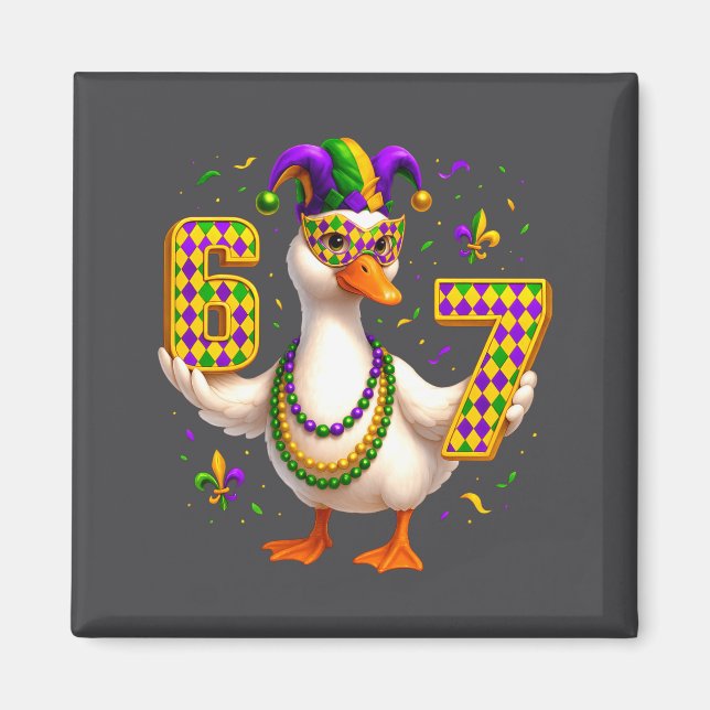Six Seven 67 Meme Goose With Jester Hat &amp; Bead Magnet (Front)