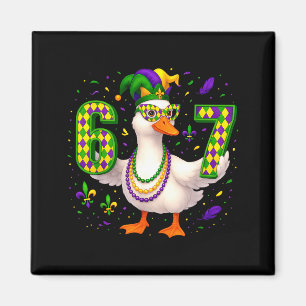 Six Seven 67 Meme Goose With Jester Hat &amp; Bead Magnet