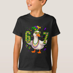 Six Seven 67 Meme Goose With Jester Hat & Bead T-Shirt