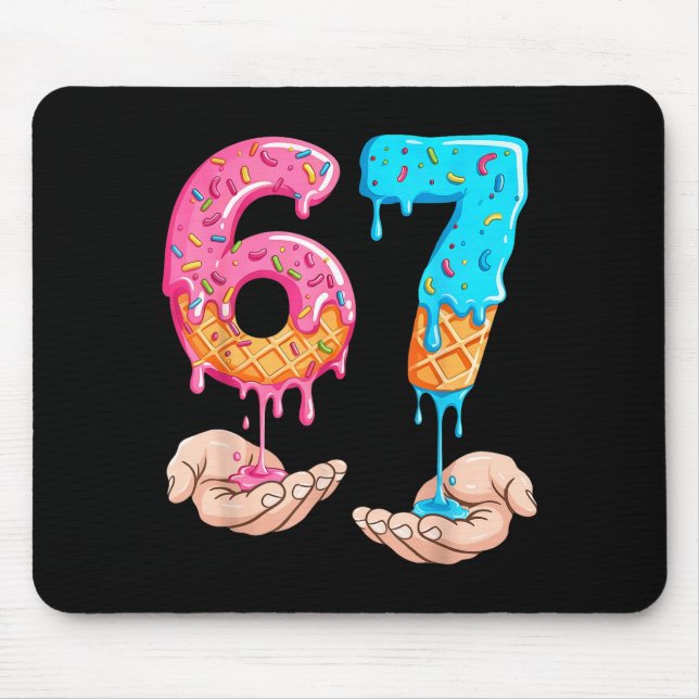 Six Seven 67 Meme Ice Cream Drip Funny  Mouse Mat (Front)