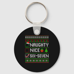 Six Seven 67 Meme Nice Naughty Christmas Pajamas M Key Ring
