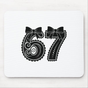 Six Seven 67 Meme Number 67 Coquette Bow Women Gir Mouse Mat