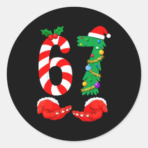 Six Seven 67 Meme Santa Christmas Holiday Funny Classic Round Sticker