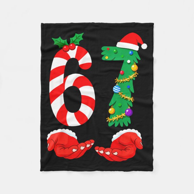 Six Seven 67 Meme Santa Christmas Holiday Funny  Fleece Blanket (Front)
