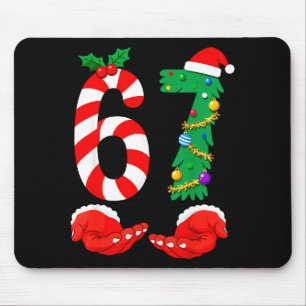Six Seven 67 Meme Santa Christmas Holiday Funny Mouse Mat
