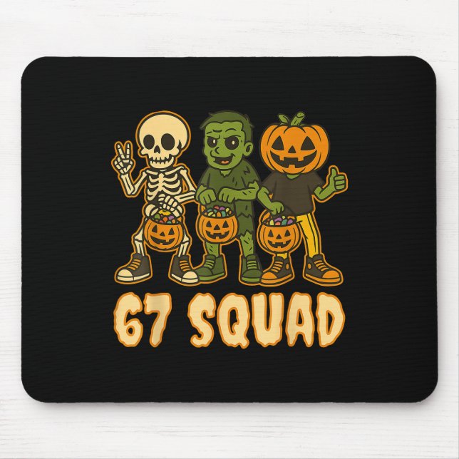 Six Seven 67 Squad Skeleton Pumpkin Halloween Boys Mouse Mat (Front)