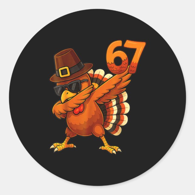 Six-seven-67-thanksgiving-meme-funny-thankful-turk Classic Round Sticker (Front)