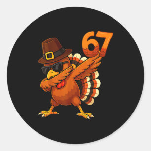 Six Seven 67 Thanksgiving Meme Funny Thankful Turk Classic Round Sticker