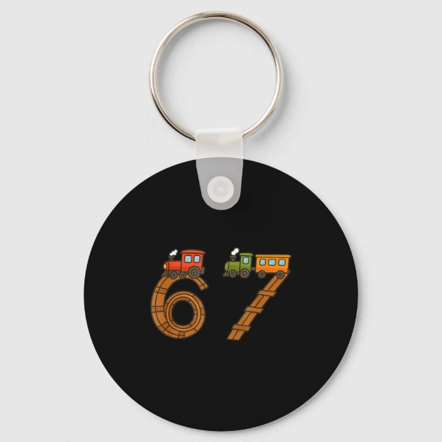 Six Seven 67 Train Tracks Trains Numbers 6 And 7 V Key Ring (Front)
