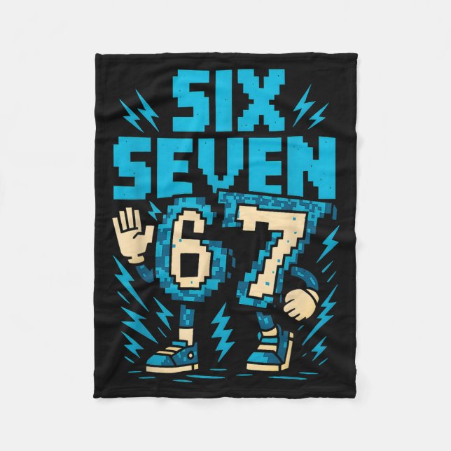 Six Seven 67 Xel Gamer Apparel Retro Block Style A Fleece Blanket (Front)