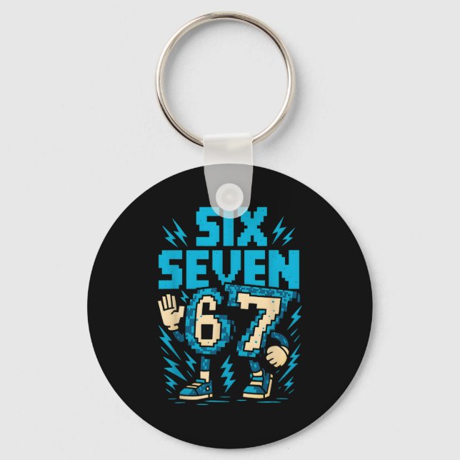 Six Seven 67 Xel Gamer Apparel Retro Block Style A Key Ring (Front)