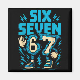 Six Seven 67 Xel Gamer Apparel Retro Block Style A Magnet