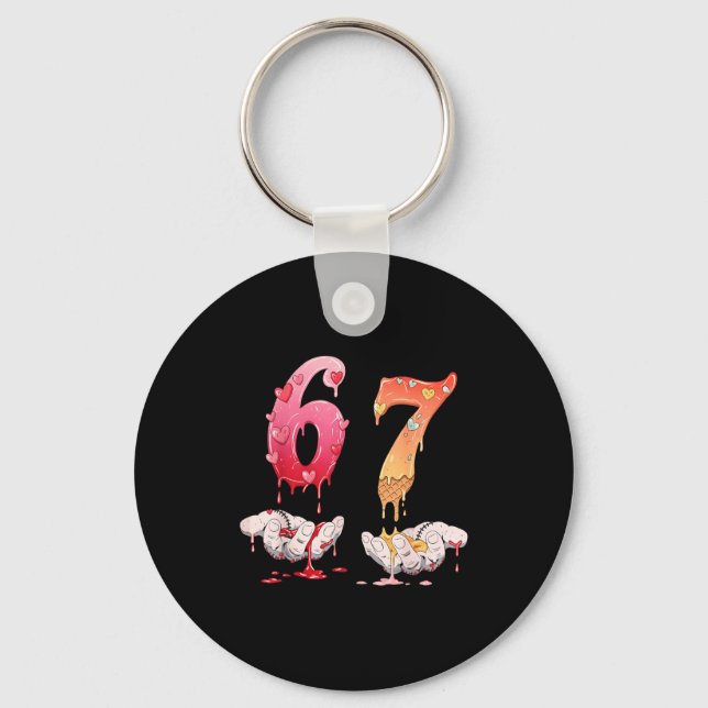Six Seven 6 7 67 Funny Matching Valentines Day Cou Key Ring (Front)