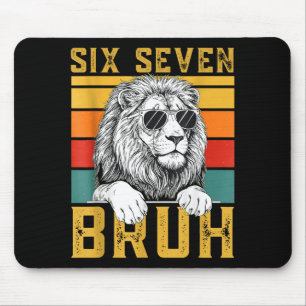 Six Seven 6 7 67 Meme Funny Lion Retro Vintage Des Mouse Mat