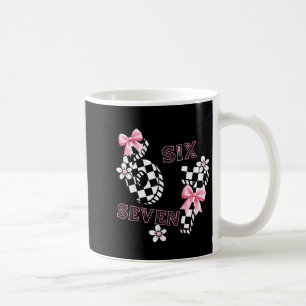 Six Seven 6 7 Checkered Cute Coquette Bow Girly 67 Coffee Mug