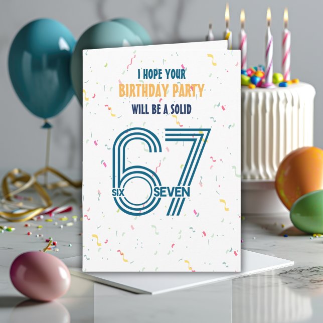  Six Seven 6 7 Coloful Confetti Boy Birthday Card (Creator Uploaded)