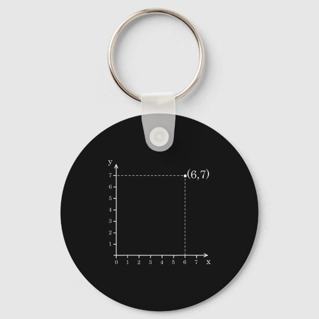 Six Seven 6 7 Coordinate Grid Plot Graph Plane Mem Key Ring (Front)
