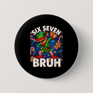 Six Seven 6 7 Funny Bruh Christmas Dabbing Elf Mat 6 Cm Round Badge