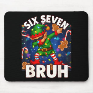 Six Seven 6 7 Funny Bruh Christmas Dabbing Elf Mat Mouse Mat