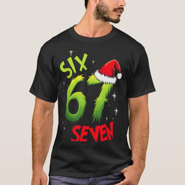 Six Seven 6 7 Gen Z Alpha Meme Slang Merry Christm T-Shirt (Front)