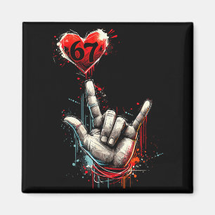 Six Seven 6 7 I Love You Hand Sign Asl Heart Kids Magnet