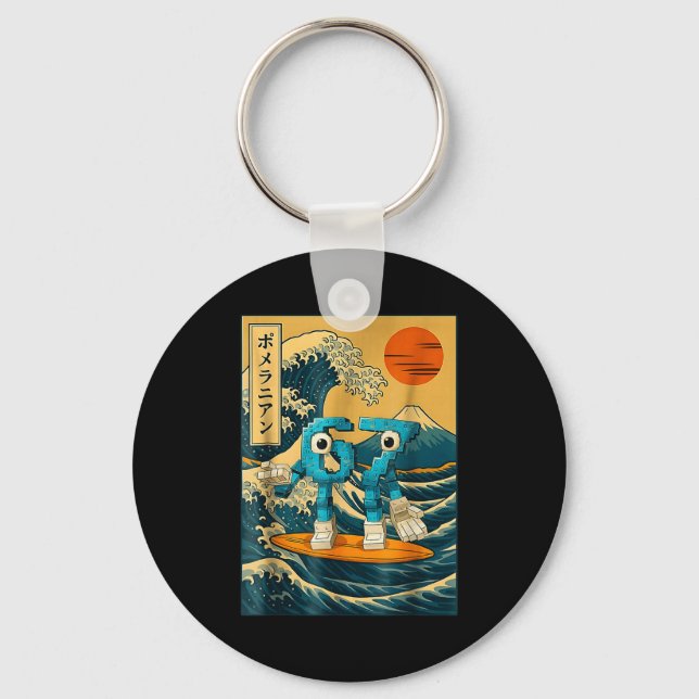 Six Seven 6-7 Japanese Great Wave Off Kanagawa 67  Key Ring (Front)